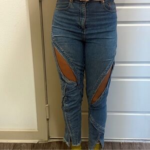 ASOS Blue Cut-Out Ankle Jeans